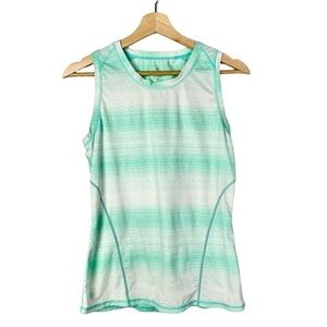 Athleta Green & White Stripe Lightweight Athletic Tank Top S